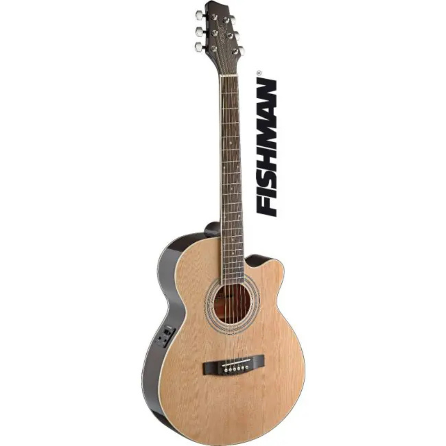 Stagg SA40DCFI-N Dreadnought electro-acoustic guitar with FISHMAN preamp Natural